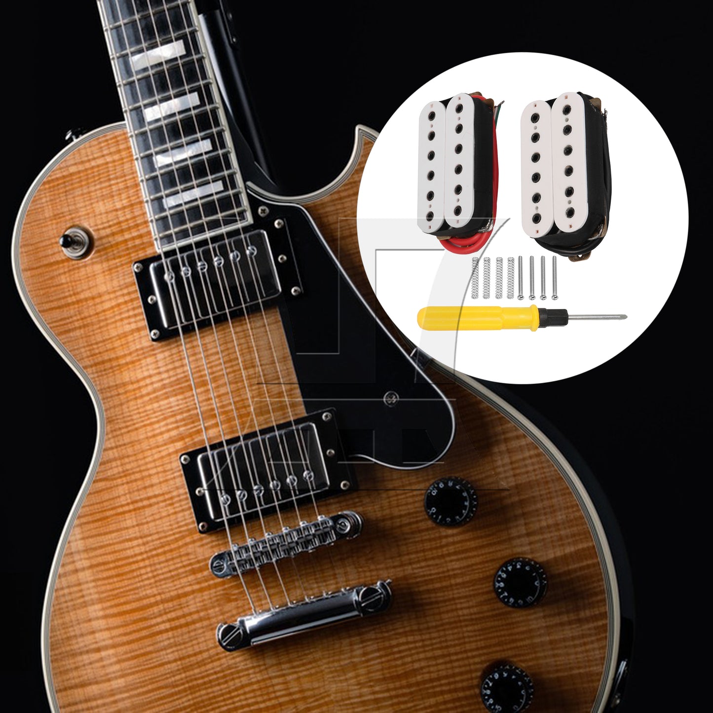 BQLZR White Double Coil Pickups for Electric Guitars with Screwdriver & Screws Set