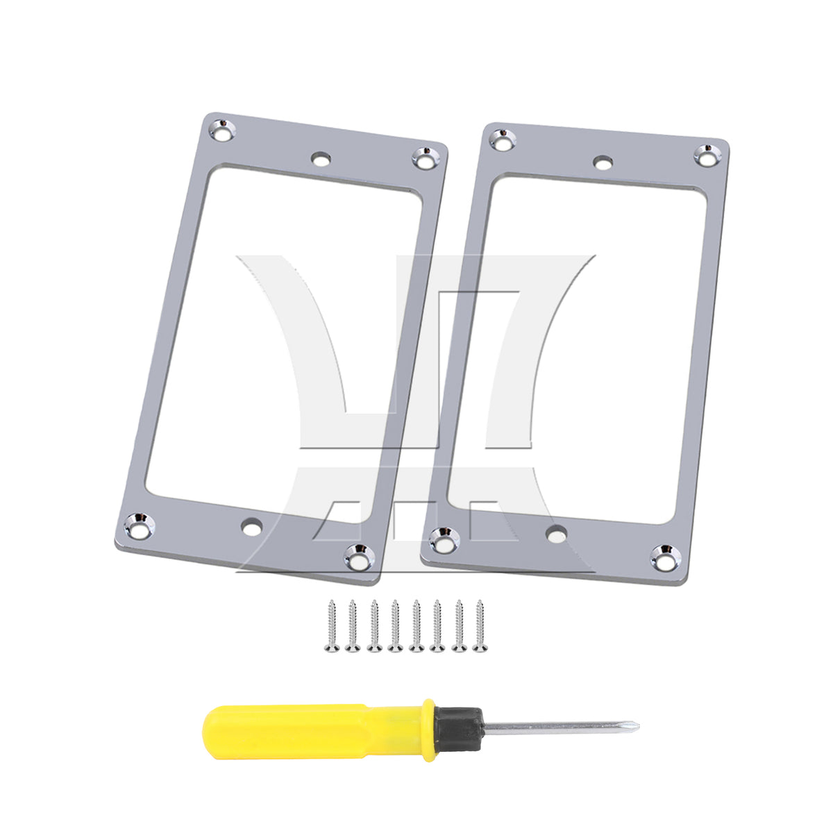 BQLZR Flat Guitar Pickup Mount Rings Frame Replacement Chrome 3.62" x 1.77"