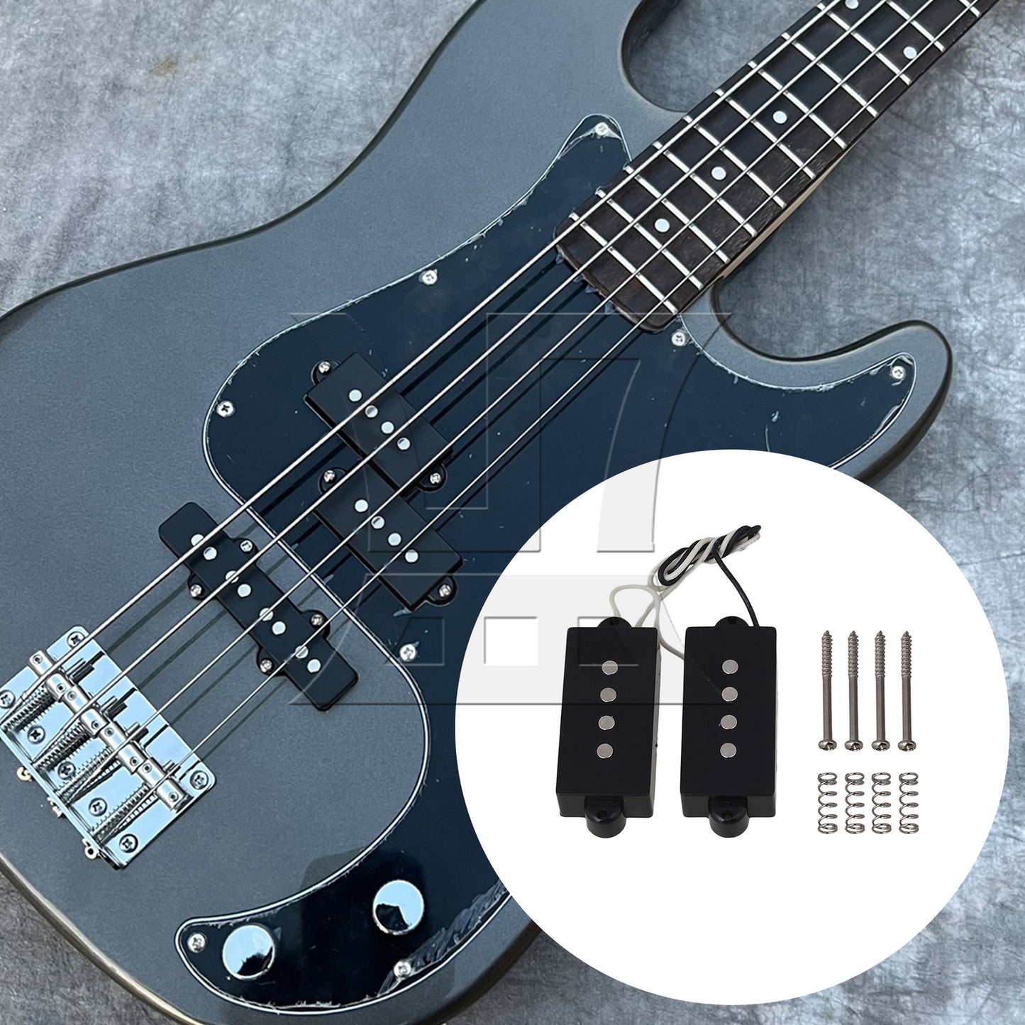 BQLZR 4-String Pickup for Electric Bass Parts w/ Screwdriver Screws Spring