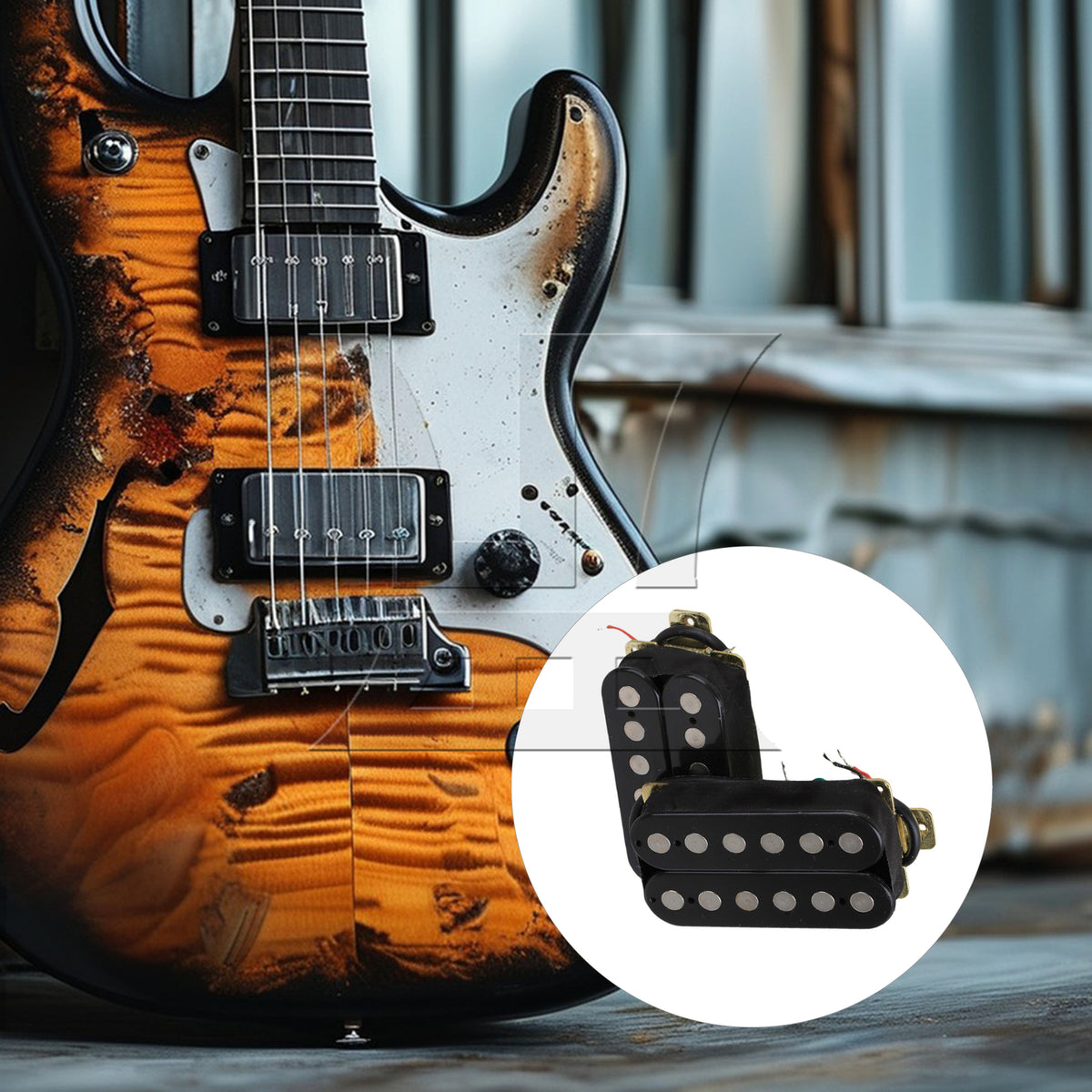 BQLZR 2 sets of HOC63-BK electric guitar dual coil pickups black (with Yibuy brand box)