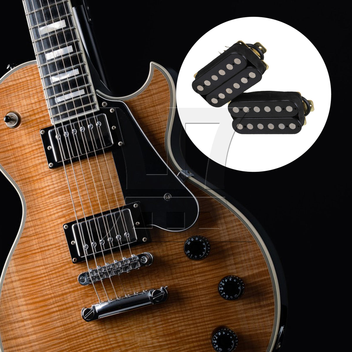BQLZR 2 sets of HOC63-BK electric guitar dual coil pickups black (with Yibuy brand box)