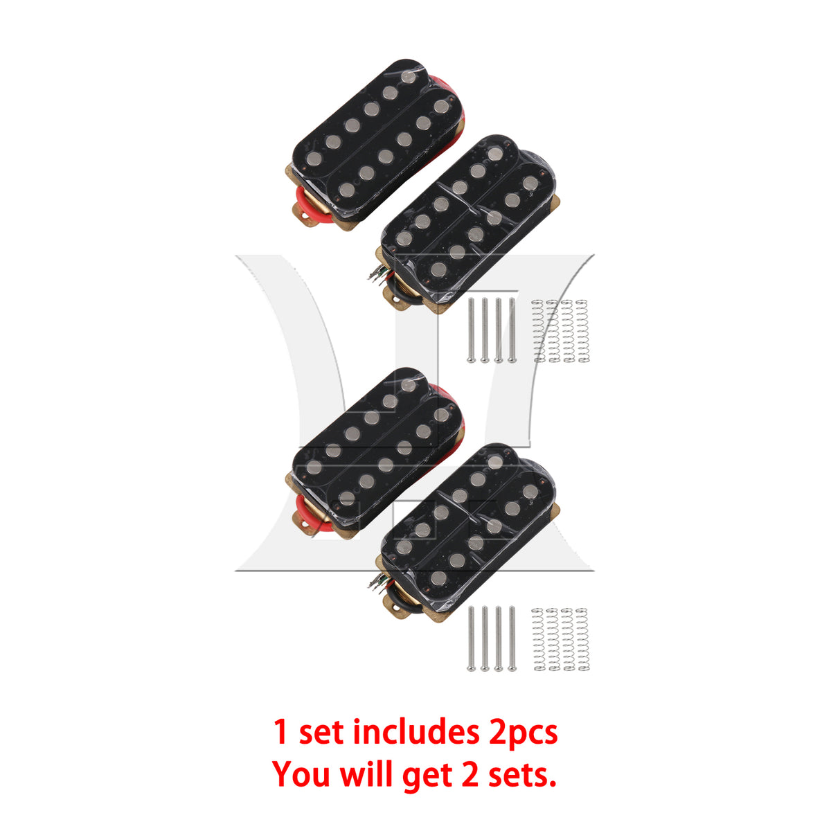 BQLZR 2 sets of HOC63-BK electric guitar dual coil pickups black (with Yibuy brand box)
