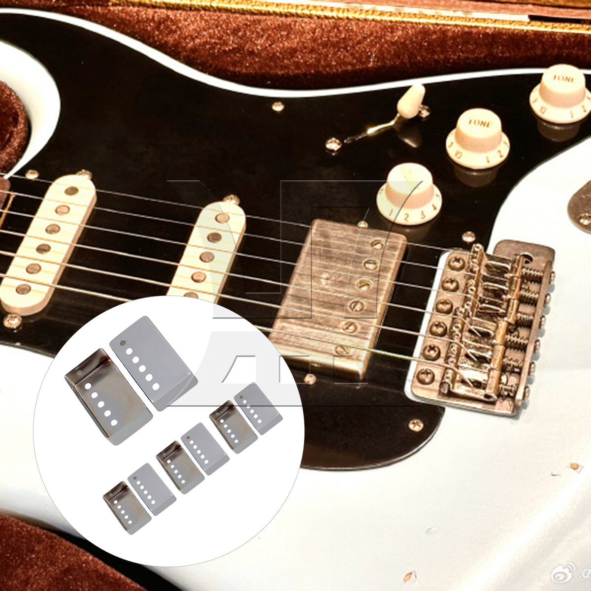 BQLZR 4 sets of guitar metal pickup frames in chrome color (2 per set)