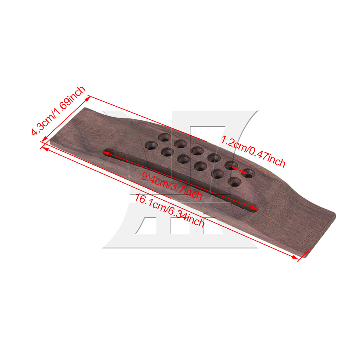 BQLZR 3pcs 12 String Rosewood Acoustic Guitar Bridge Rosewood for 12-String Guitar Modification