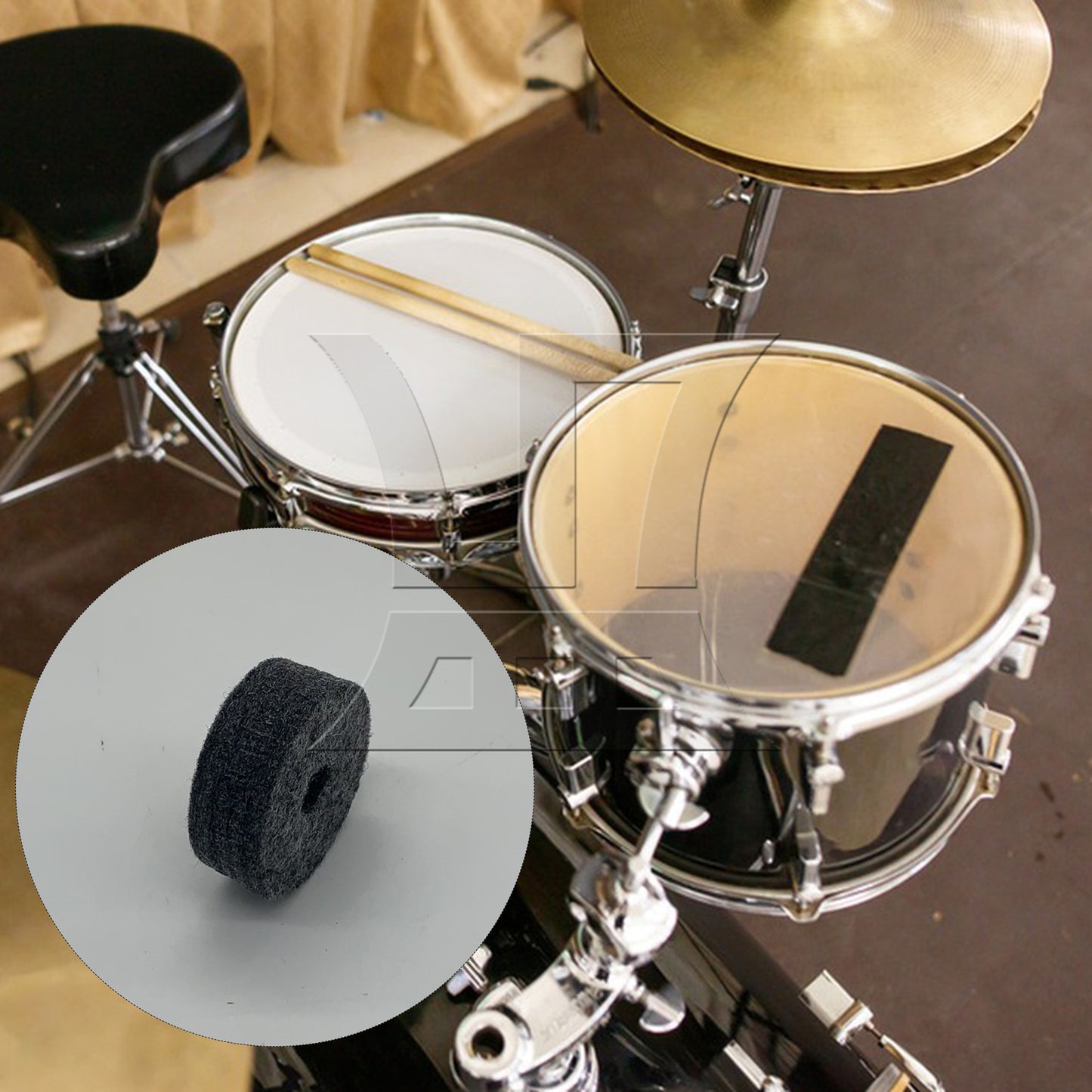 BQLZR  Drum Kit Felt Washers 1.5cm Thick Black for Music Studios