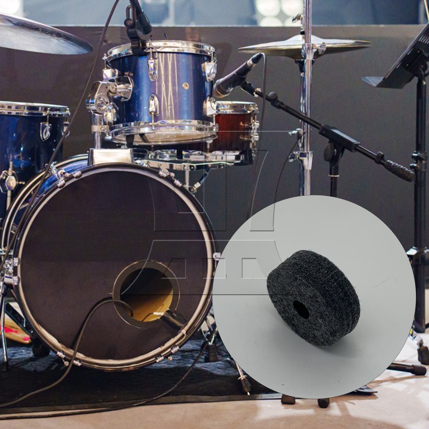 BQLZR  Drum Kit Felt Washers 1.5cm Thick Black for Music Studios