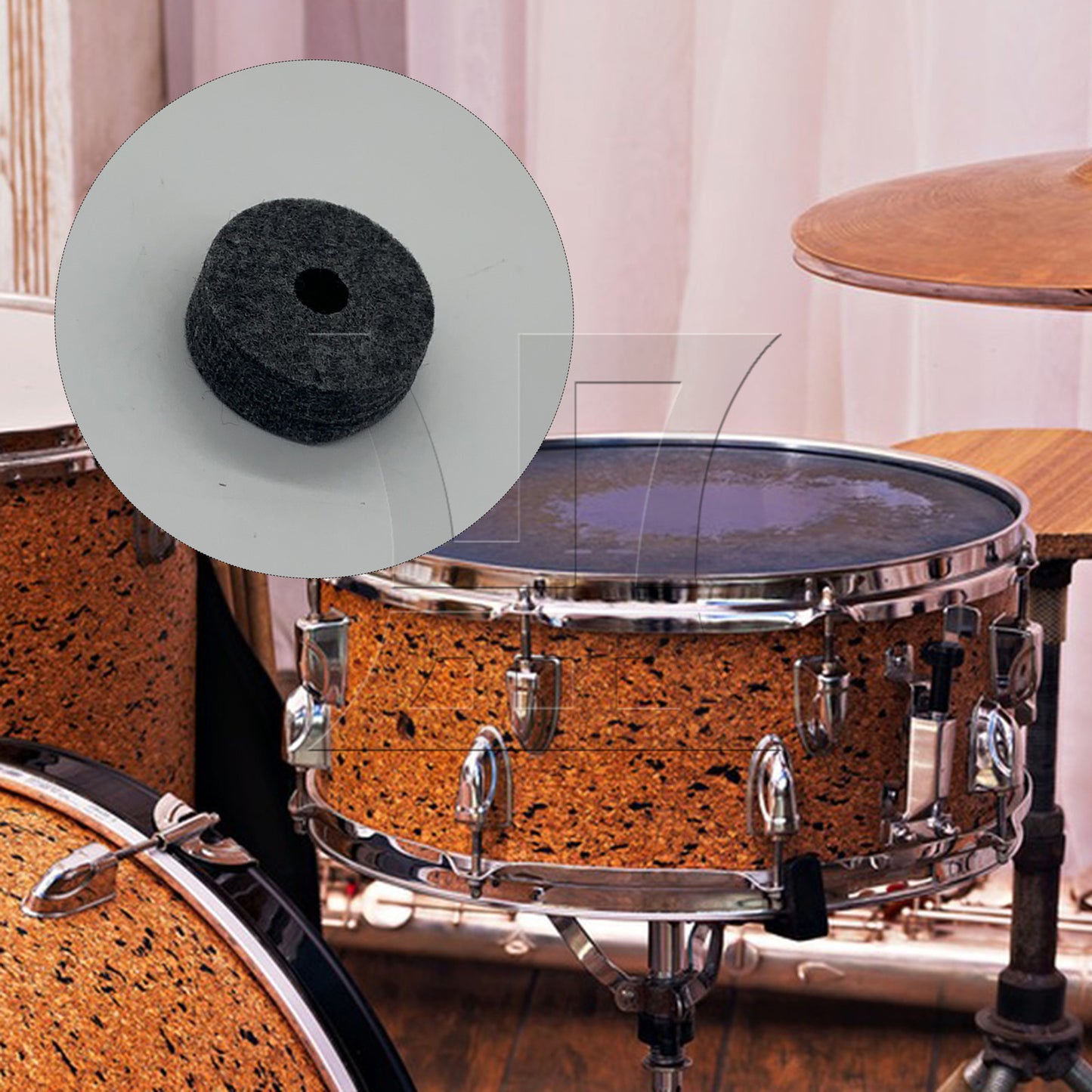 BQLZR  Drum Kit Felt Washers 1.5cm Thick Black for Music Studios