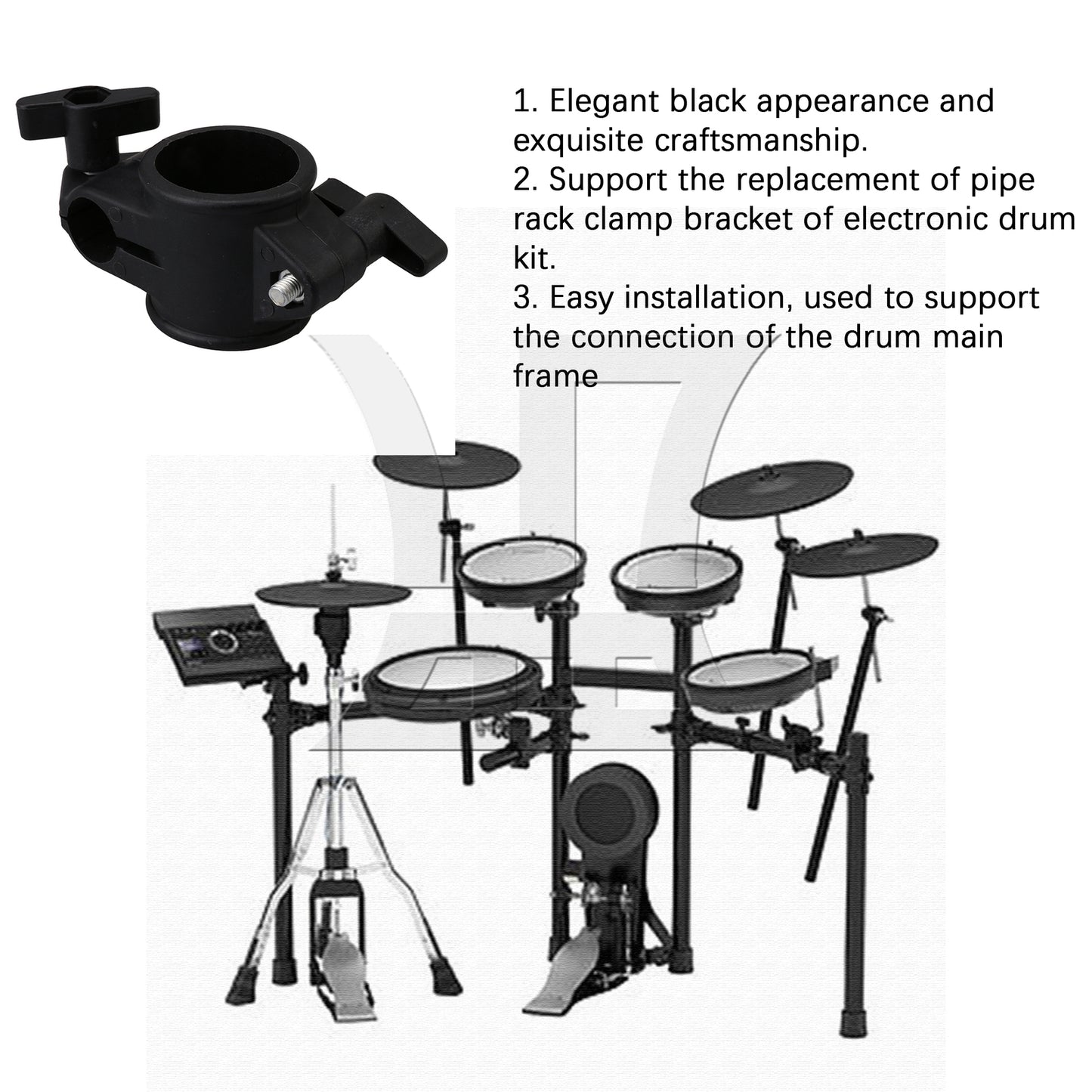 BQLZ Plastic Electronic Drum Rack Mouth Diameter 1.9cm Black for Extended Installation of Electronic Cymbal Holder