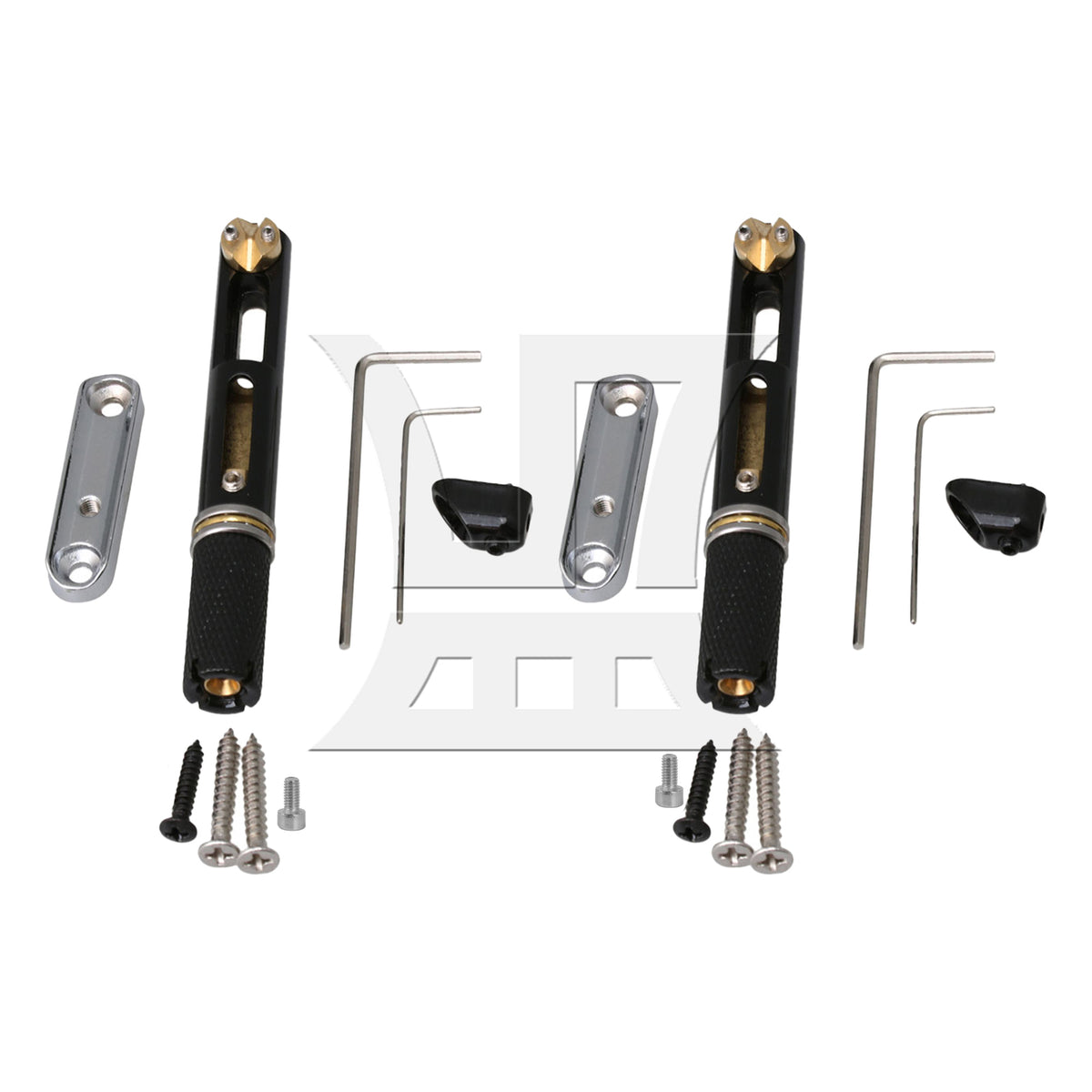 BQLZR 2 Sets Metal 5 String Headless Bass Bridge Single Round Rod Bridge for Replacing Damaged Bass Bridge