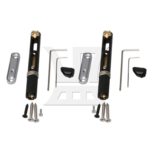 BQLZR 2 Sets Metal 5 String Headless Bass Bridge Single Round Rod Bridge for Replacing Damaged Bass Bridge