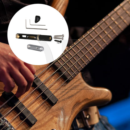 BQLZR 2 Sets Metal 5 String Headless Bass Bridge Single Round Rod Bridge for Replacing Damaged Bass Bridge