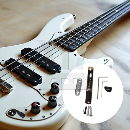 BQLZR 2 Sets Metal 5 String Headless Bass Bridge Single Round Rod Bridge for Replacing Damaged Bass Bridge