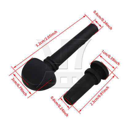 BQLZR 2 Sets Wood Violin Tuning Peg and End Pin 1/2 Black for Tail Nail Detachment and Replacement
