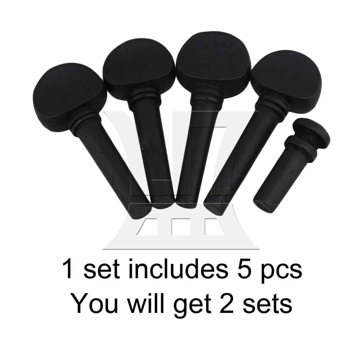 BQLZR 2 Sets Wood Violin Tuning Peg and End Pin 1/2 Black for Tail Nail Detachment and Replacement