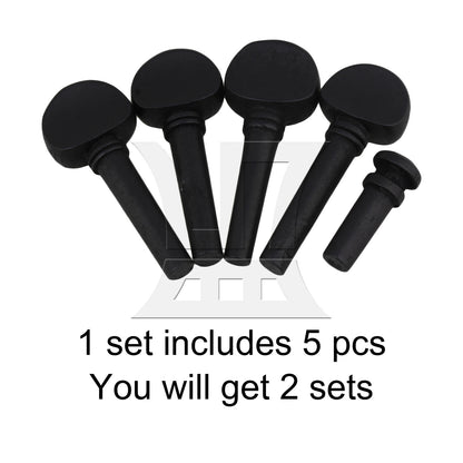 BQLZR 2 Sets Wood Violin Tuning Peg and End Pin 1/2 Black for Tail Nail Detachment and Replacement