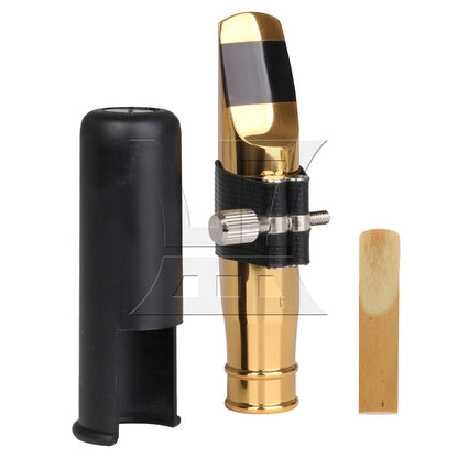 BQLZR Tenor Saxophone Mouthpiece 6# Clamp Cap Kit for Jazz & Pop Music Gold Plated