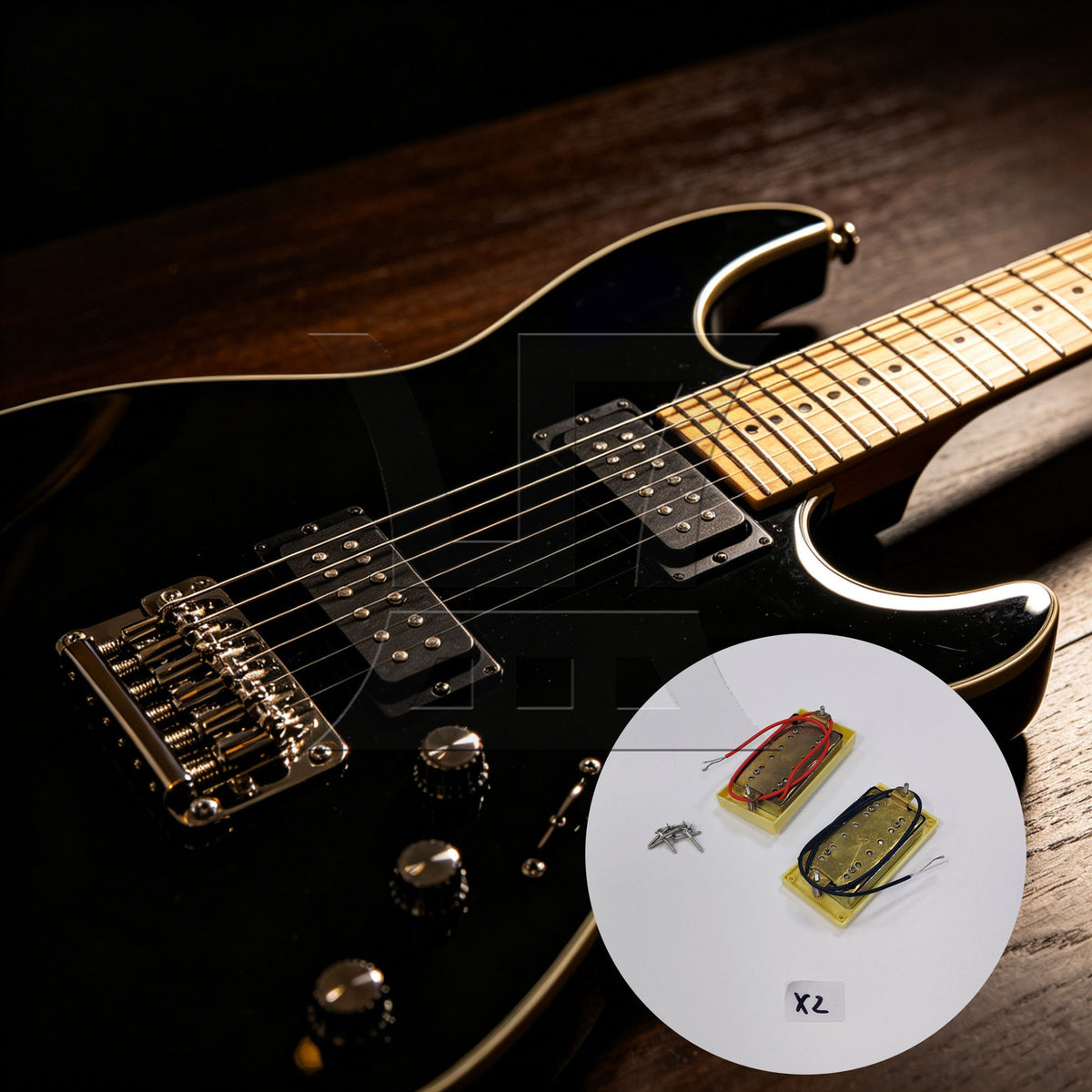 BQLZR 4pcs Guitar Bridge Pickup and Guitar Neck Pickup Silver Dual Coil Pickup Electric Guitar Accessories