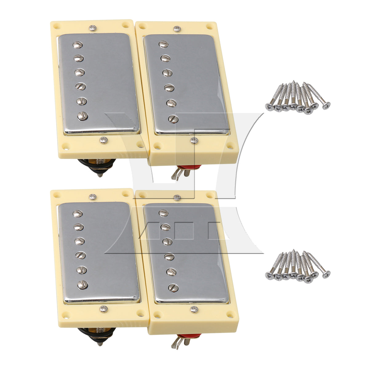 BQLZR 4pcs Guitar Bridge Pickup and Guitar Neck Pickup Silver Dual Coil Pickup Electric Guitar Accessories