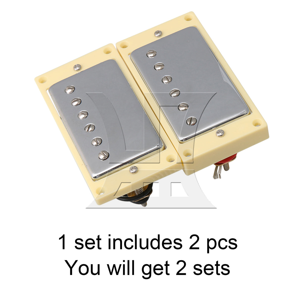 BQLZR 4pcs Guitar Bridge Pickup and Guitar Neck Pickup Silver Dual Coil Pickup Electric Guitar Accessories