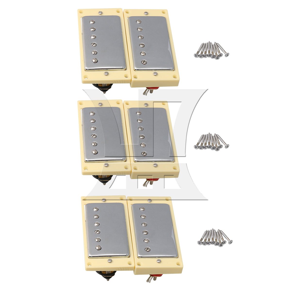 BQLZR 4pcs Guitar Bridge Pickup and Guitar Neck Pickup Silver Dual Coil Pickup Electric Guitar Accessories
