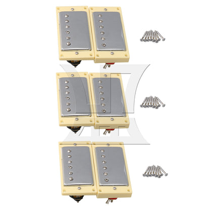 BQLZR 4pcs Guitar Bridge Pickup and Guitar Neck Pickup Silver Dual Coil Pickup Electric Guitar Accessories