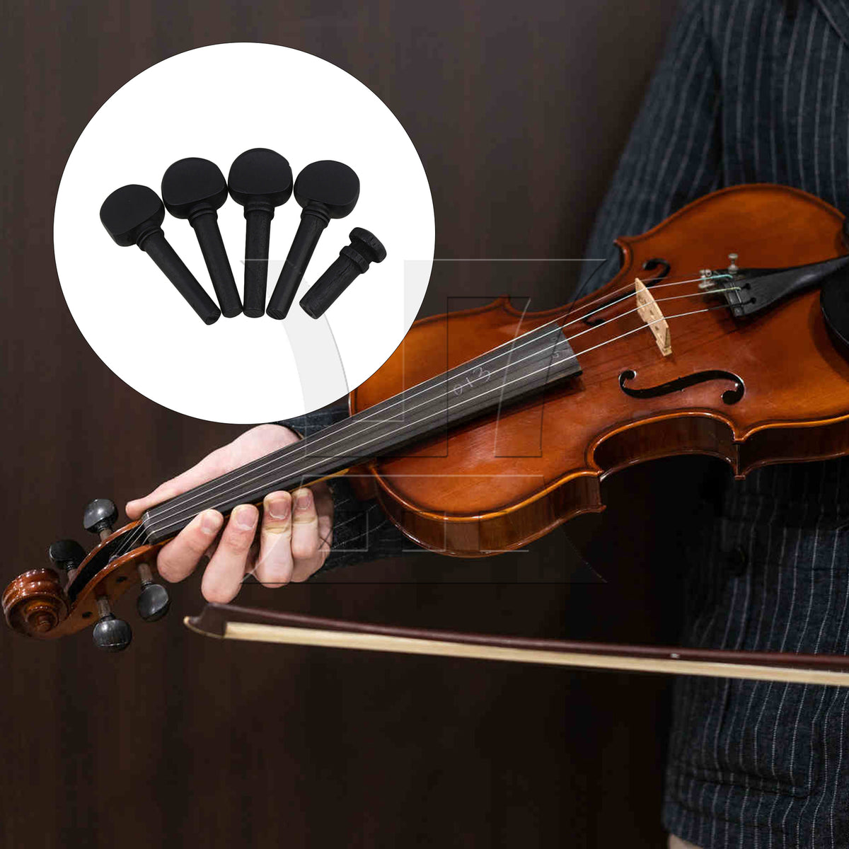BQLZR 2 Sets Violin Wood Tuning Peg and End Pin 1/4 Musical Instrument Accessories