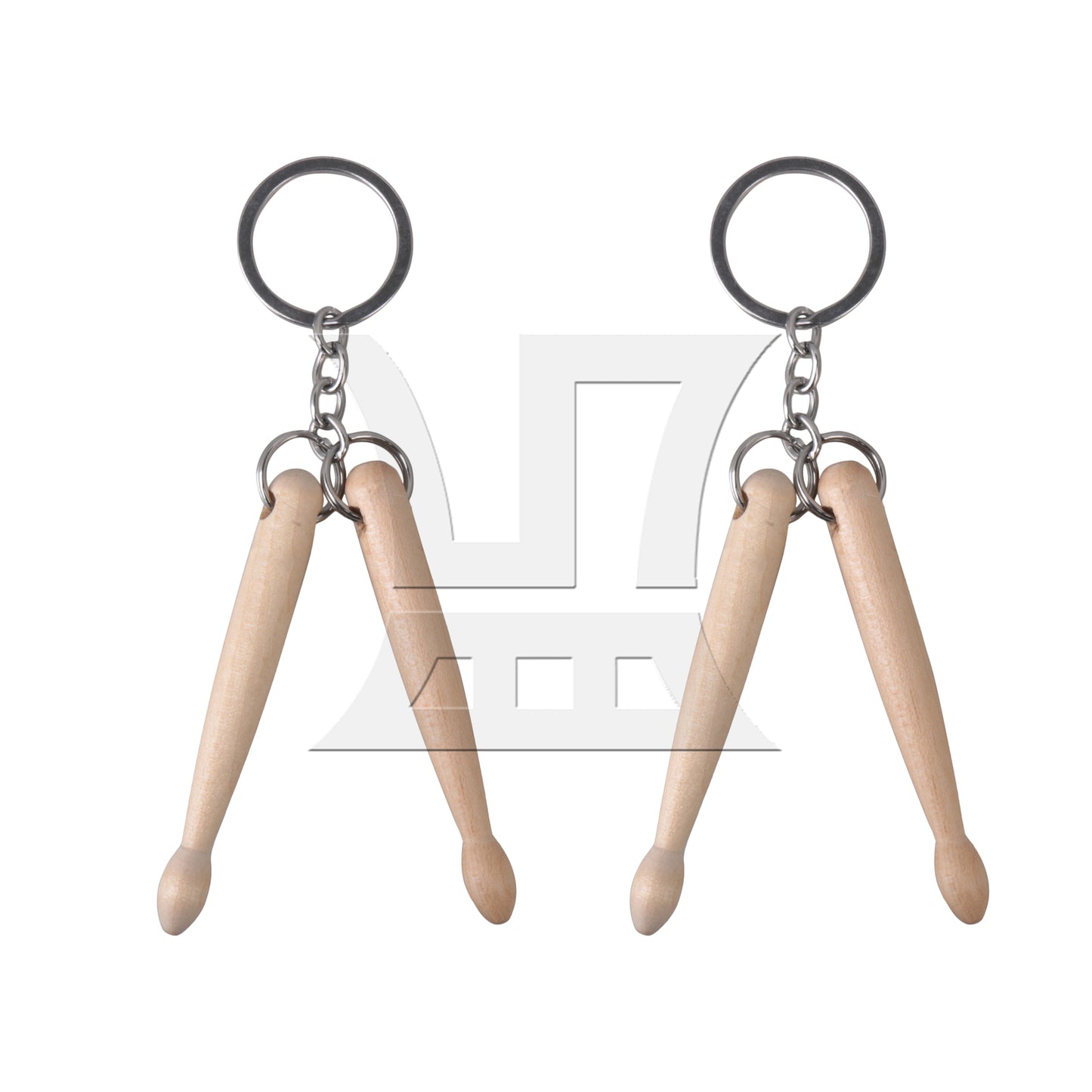 BQLZR 2 x Practice Set Wood Drum Stick Keychain w/ Rubber Mute Drumstick Silent End