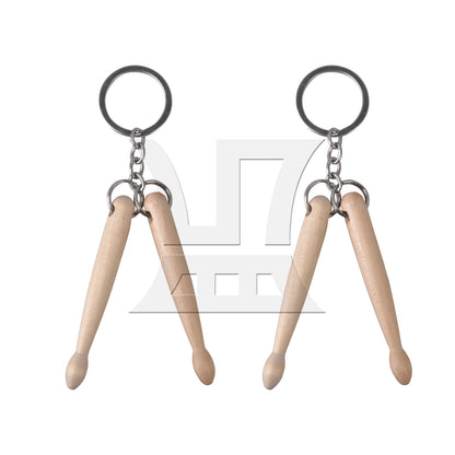 BQLZR 2 x Practice Set Wood Drum Stick Keychain w/ Rubber Mute Drumstick Silent End