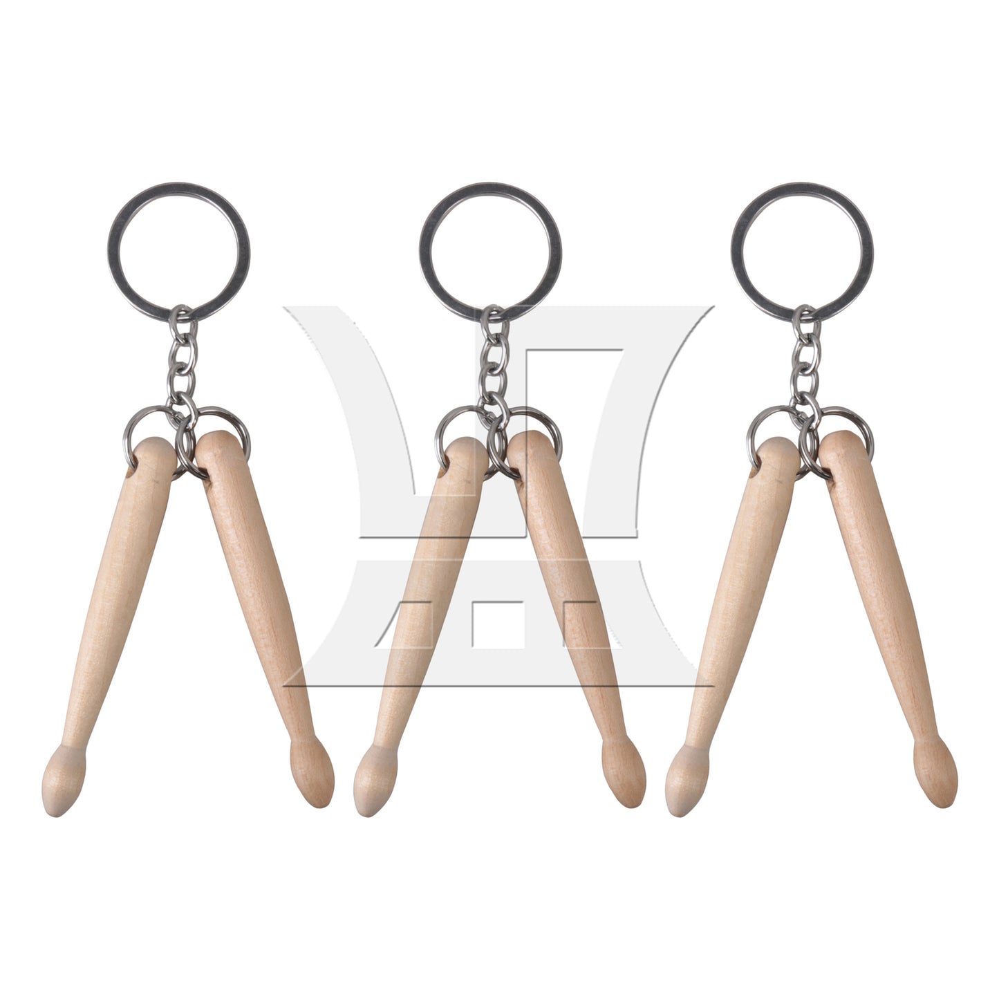 BQLZR 2 x Practice Set Wood Drum Stick Keychain w/ Rubber Mute Drumstick Silent End