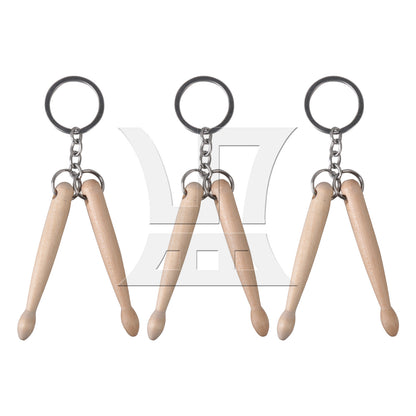BQLZR 2 x Practice Set Wood Drum Stick Keychain w/ Rubber Mute Drumstick Silent End