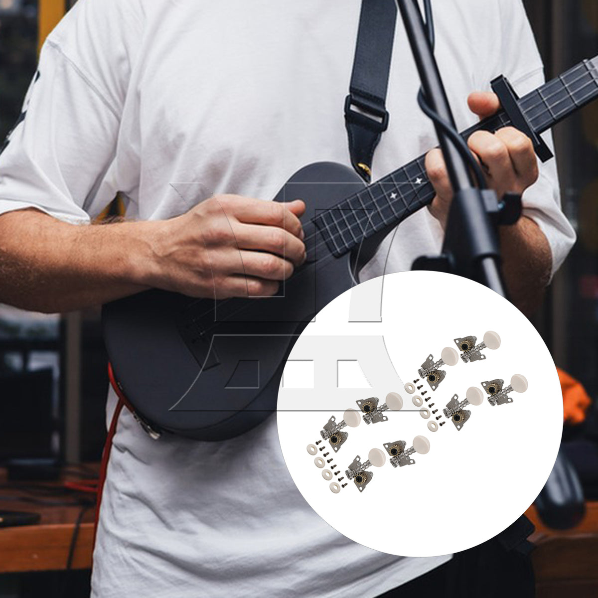 BQLZR 2 sets of ukulele diagonal small element head string accuracy 4 left 4 right