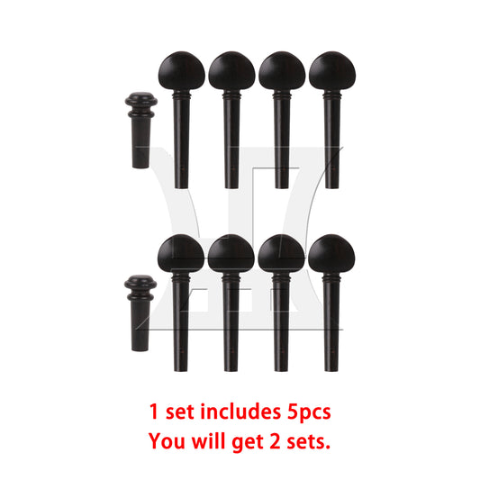 BQLZR 10pcs Ebony Violin Tuning Peg and Endpin 4/4 Brown for Handmade Piano Workshops