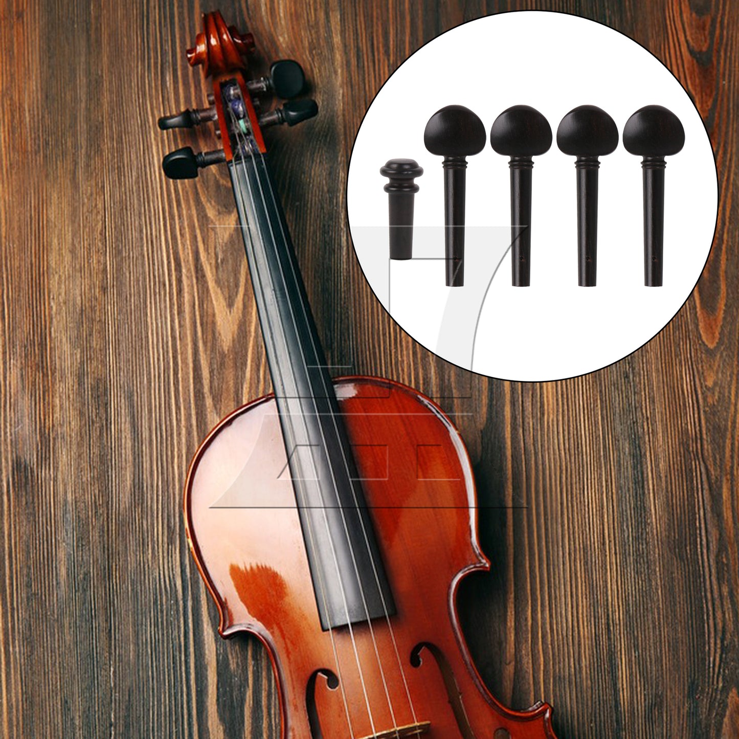 BQLZR 10pcs Ebony Violin Tuning Peg and Endpin 4/4 Brown for Handmade Piano Workshops