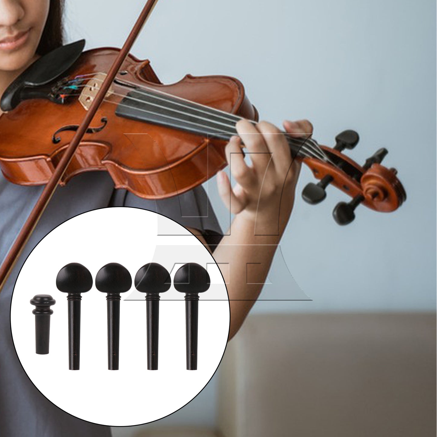 BQLZR 10pcs Ebony Violin Tuning Peg and Endpin 4/4 Brown for Handmade Piano Workshops