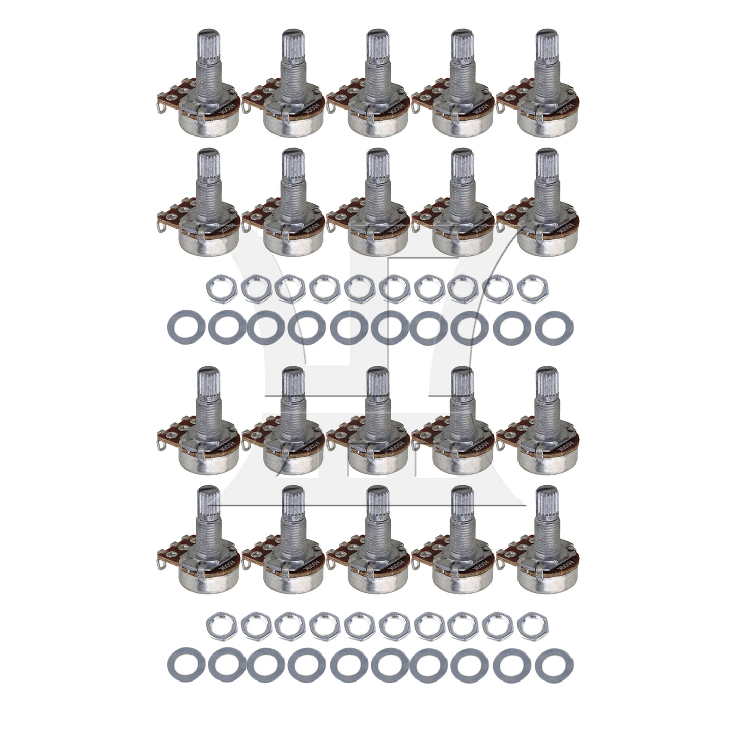 BQLZR 20pcs Metal Guitar Potentiometer Pot Long Shaft 1.8cm Tone Button A500K Chrome for Handmade Diy Electric Guitar