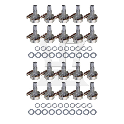 BQLZR 20pcs Metal Guitar Potentiometer Pot Long Shaft 1.8cm Tone Button A500K Chrome for Handmade Diy Electric Guitar