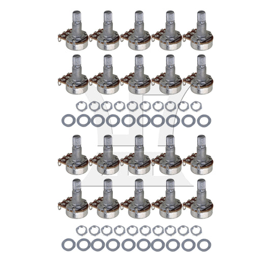 BQLZR 20pcs Metal Guitar Potentiometer Pot Long Shaft 1.8cm Tone Button A500K Chrome for Handmade Diy Electric Guitar