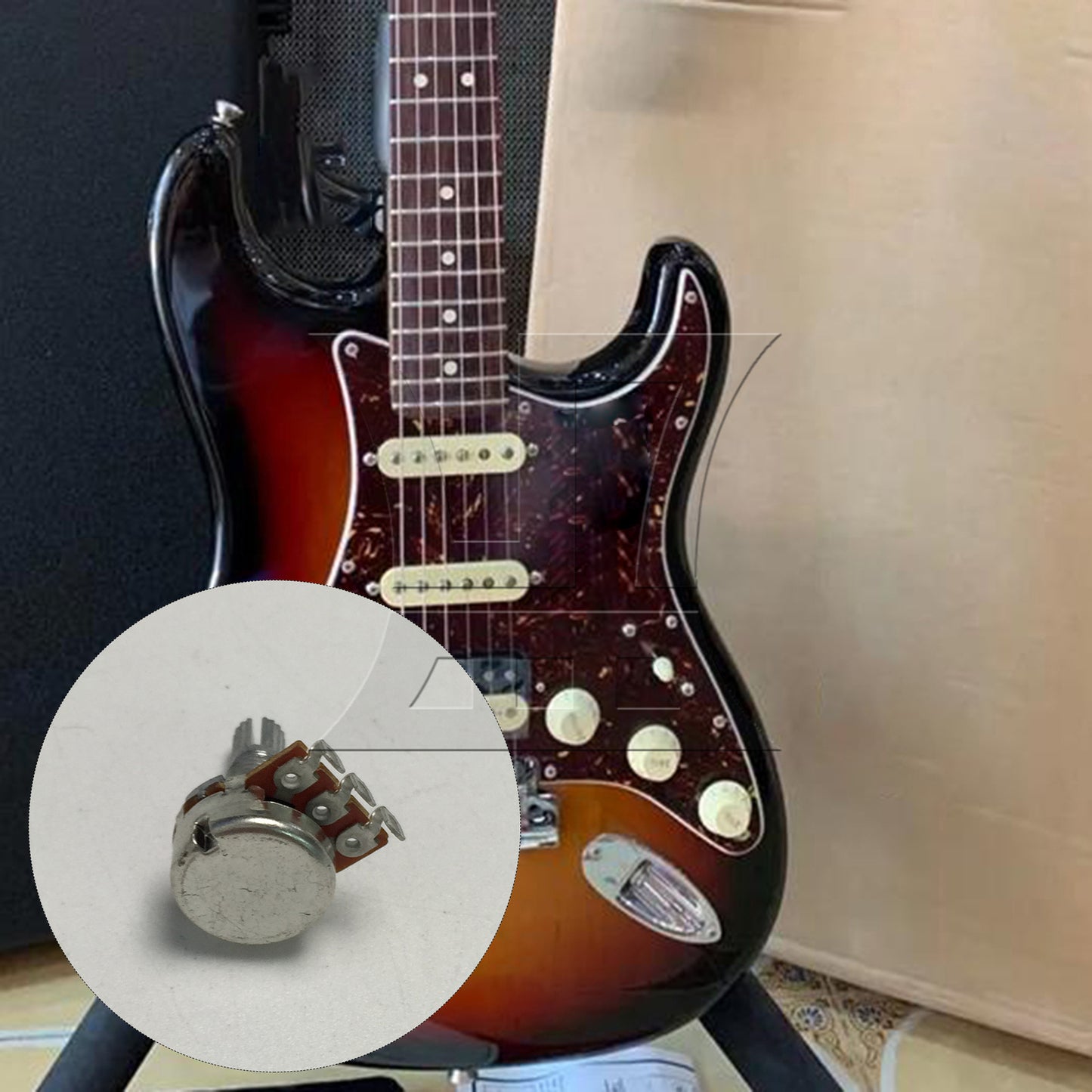 BQLZR 20pcs Metal Guitar Potentiometer Pot Long Shaft 1.8cm Tone Button A500K Chrome for Handmade Diy Electric Guitar