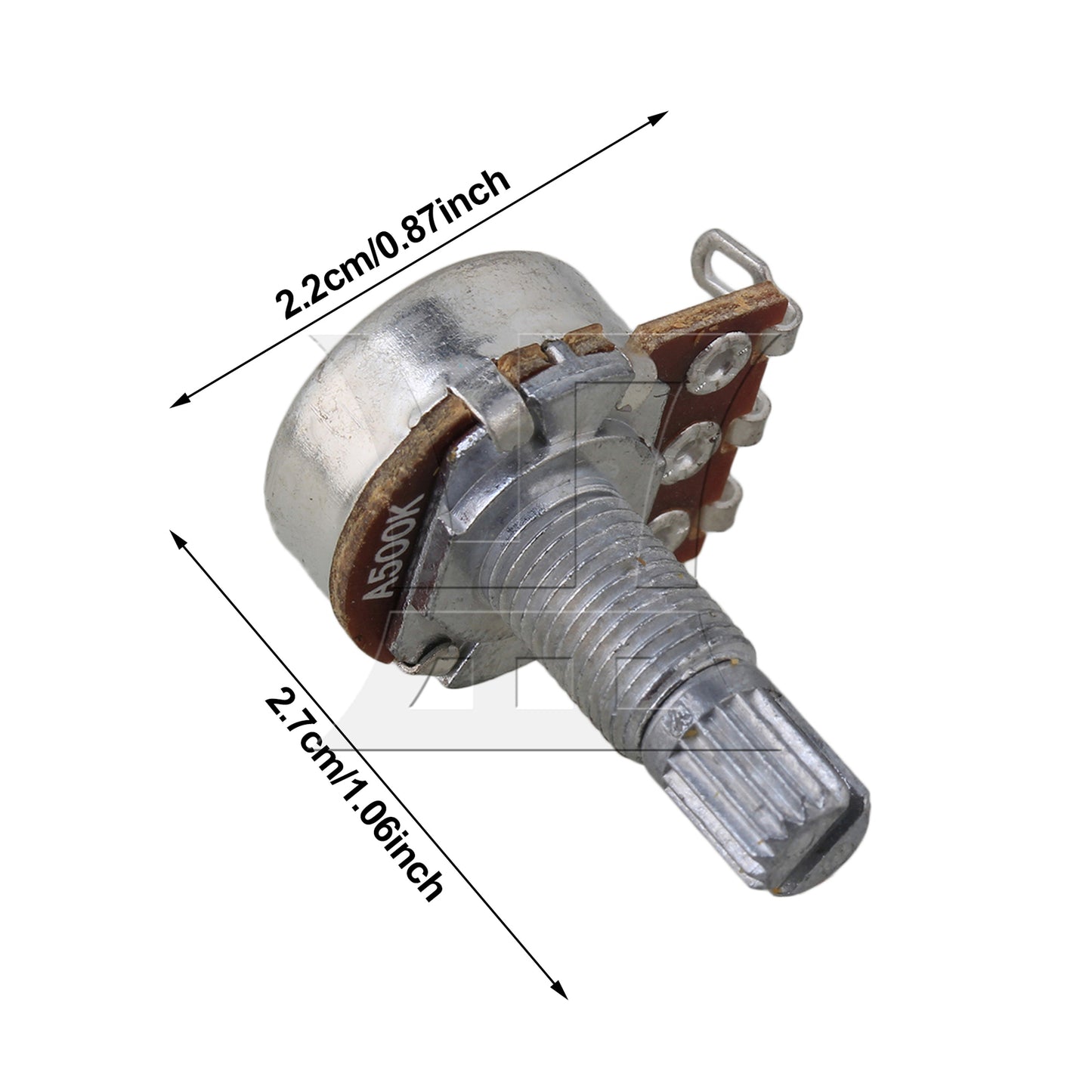 BQLZR 20pcs Metal Guitar Potentiometer Pot Long Shaft 1.8cm Tone Button A500K Chrome for Handmade Diy Electric Guitar
