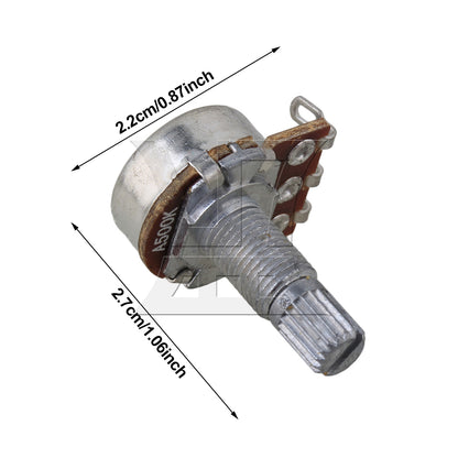 BQLZR 20pcs Metal Guitar Potentiometer Pot Long Shaft 1.8cm Tone Button A500K Chrome for Handmade Diy Electric Guitar