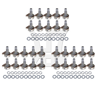 BQLZR 20pcs Metal Guitar Potentiometer Pot Long Shaft 1.8cm Tone Button A500K Chrome for Handmade Diy Electric Guitar