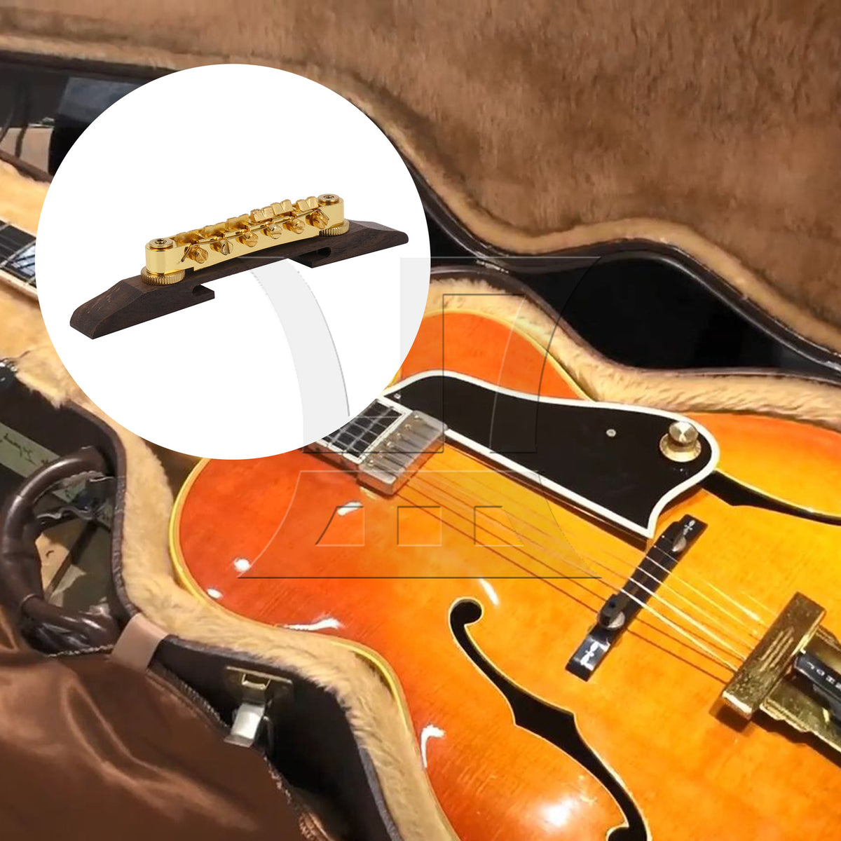 BQLZR 2 sets of gold-plated jazz guitars with raised bridge in gold