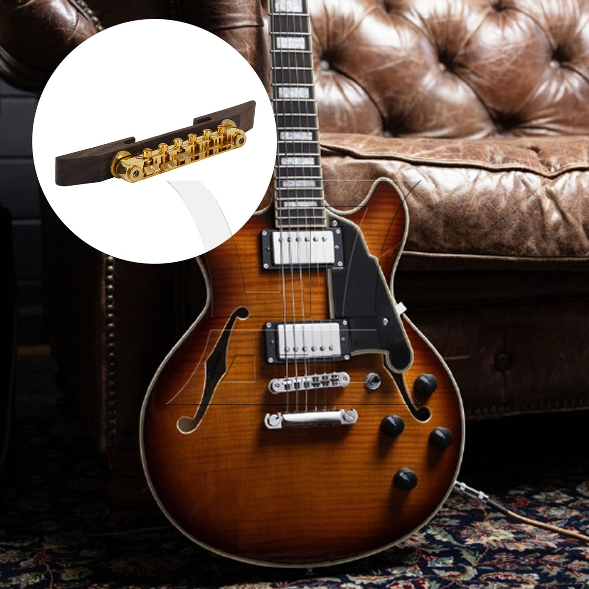 BQLZR 2 sets of gold-plated jazz guitars with raised bridge in gold