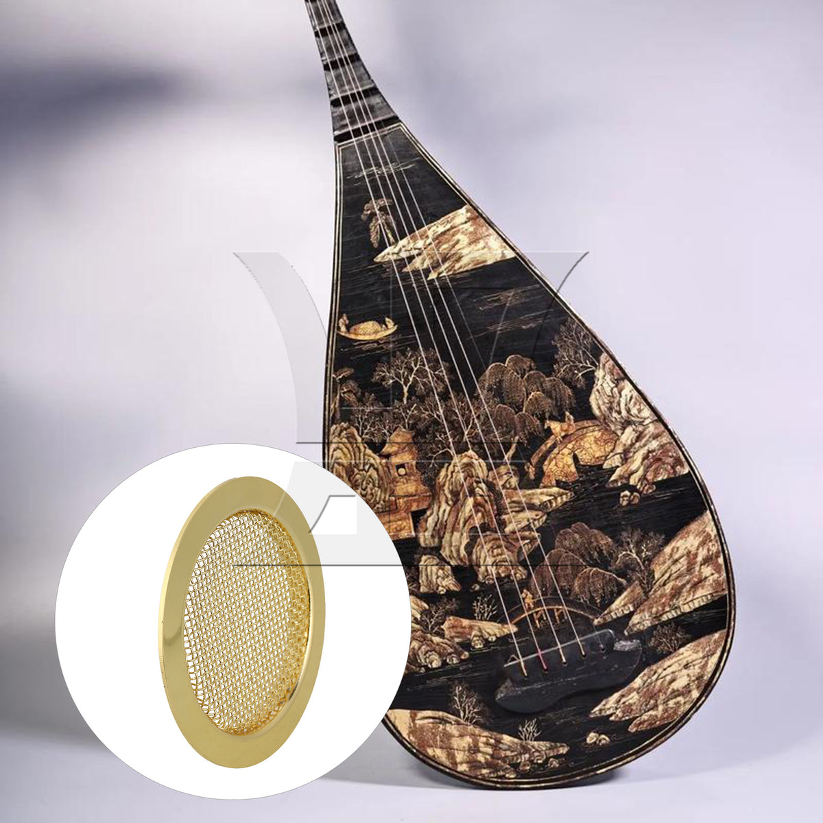 BQLZR 2PCS Golden Six string Duo Bao Qin Sound Hole Cover