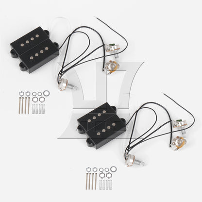BQLZR Prewired Neck & Bridge Humbucker Pickups Set w/ Bass Bridg for 4-string Bass