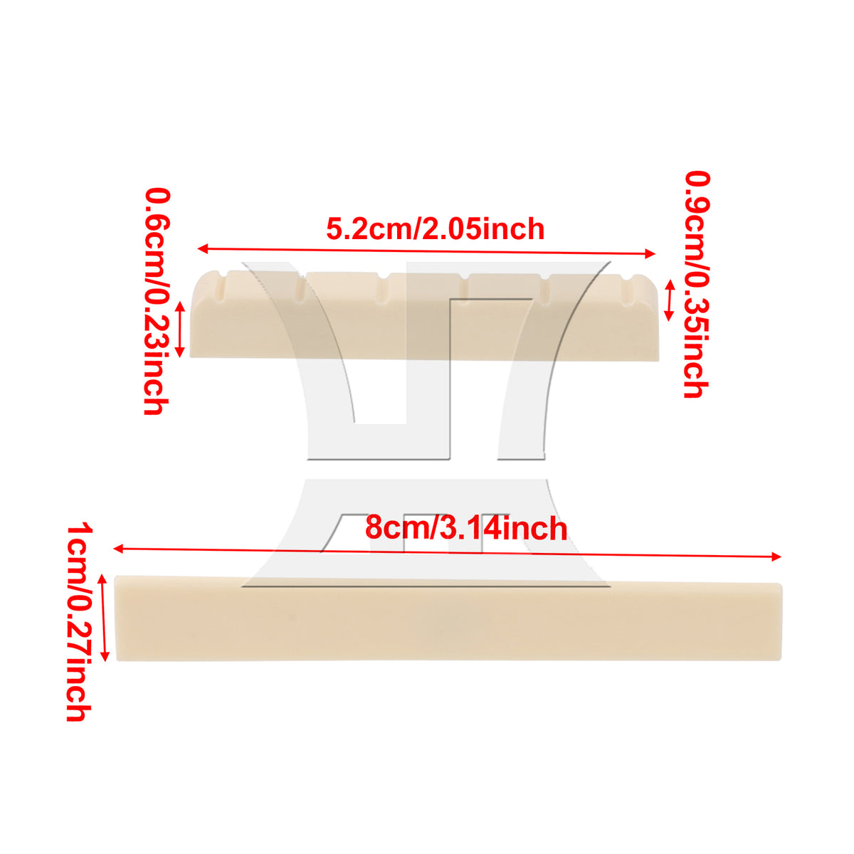 BQLZR ABS Classical Guitar Upper and Lower Nut and Saddle 5.2x0.6x0.9cm 8x0.3x1cm Beige for Guitar Feel Optimization