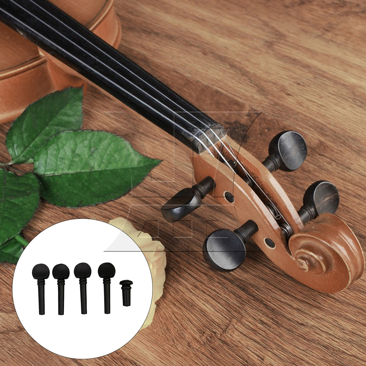 BQLZR Violin Tuning Peg and End Pin 1/16 Black 4.7x1.5cm for Violin Diy Modification