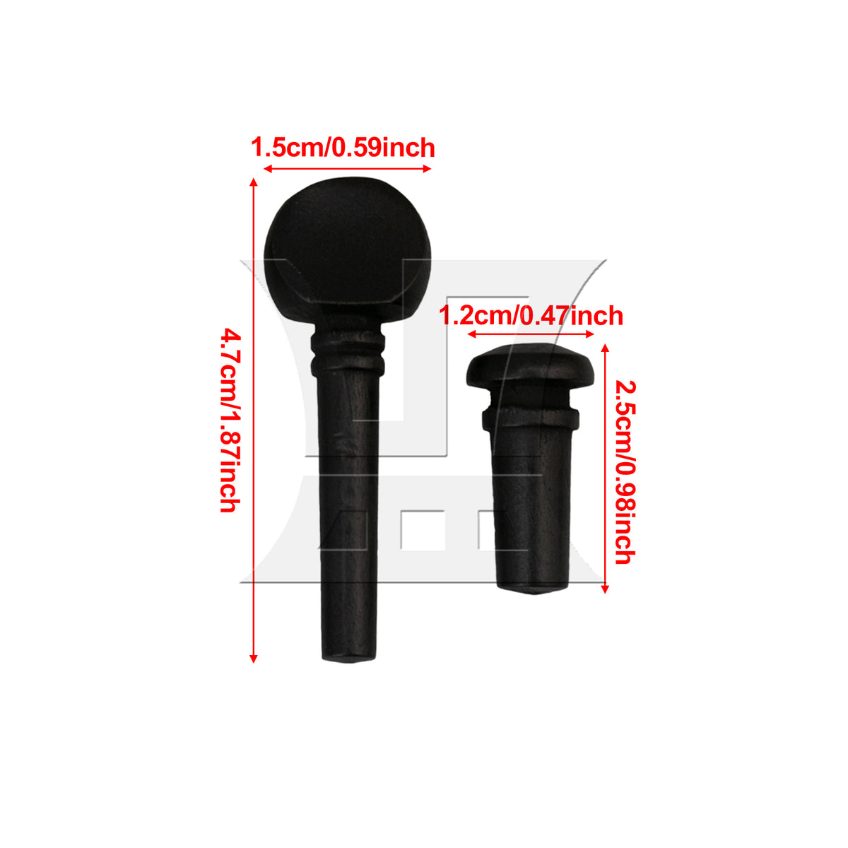 BQLZR Violin Tuning Peg and End Pin 1/16 Black 4.7x1.5cm for Violin Diy Modification