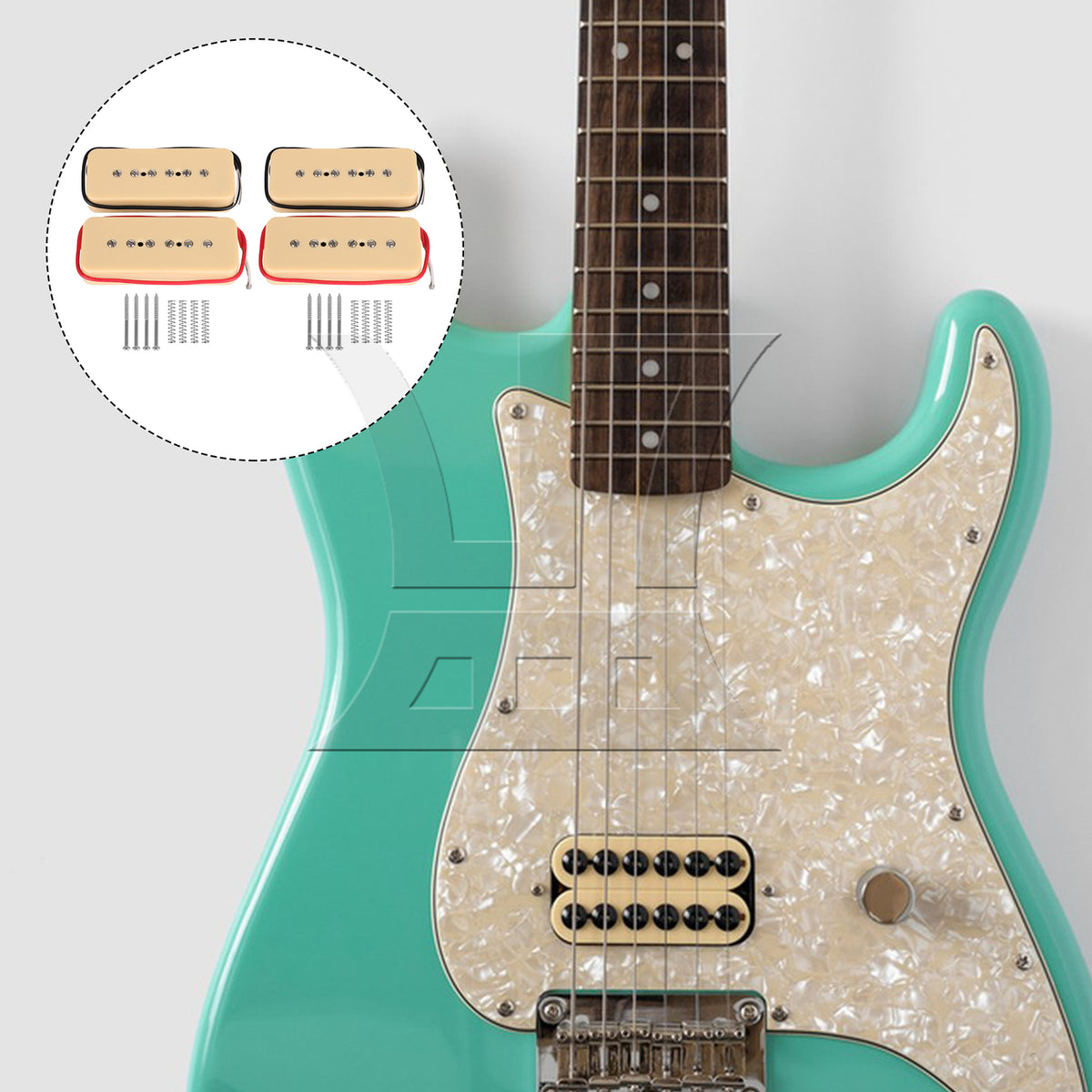 BQLZR 4 Pieces Cream Color Single Coil Pickups & Screws Parts for Electric Guitar