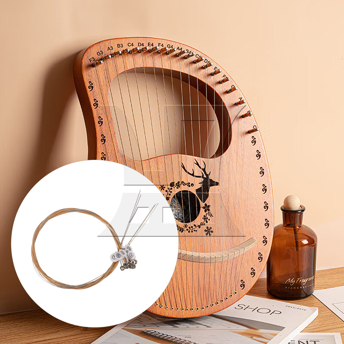 BQLZR 20pcs Steel Lyre Harp String Silver 10 String for Music Enlightenment Classroom Teaching